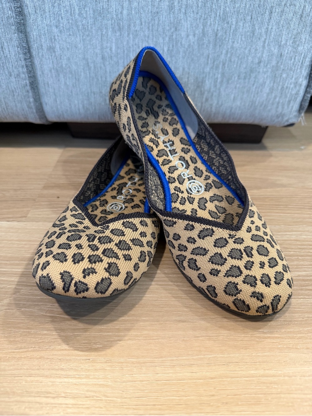 Rothy’s Leopard Print Flats with Blue Trim - Women's Slip-On Flats